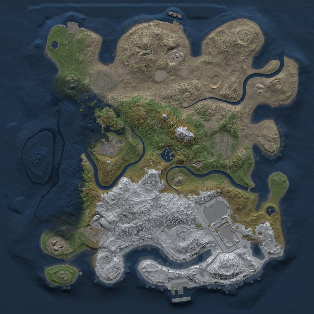 Rust Map: Procedural Map, Size: 3500, Seed: 5214909, 15 Monuments