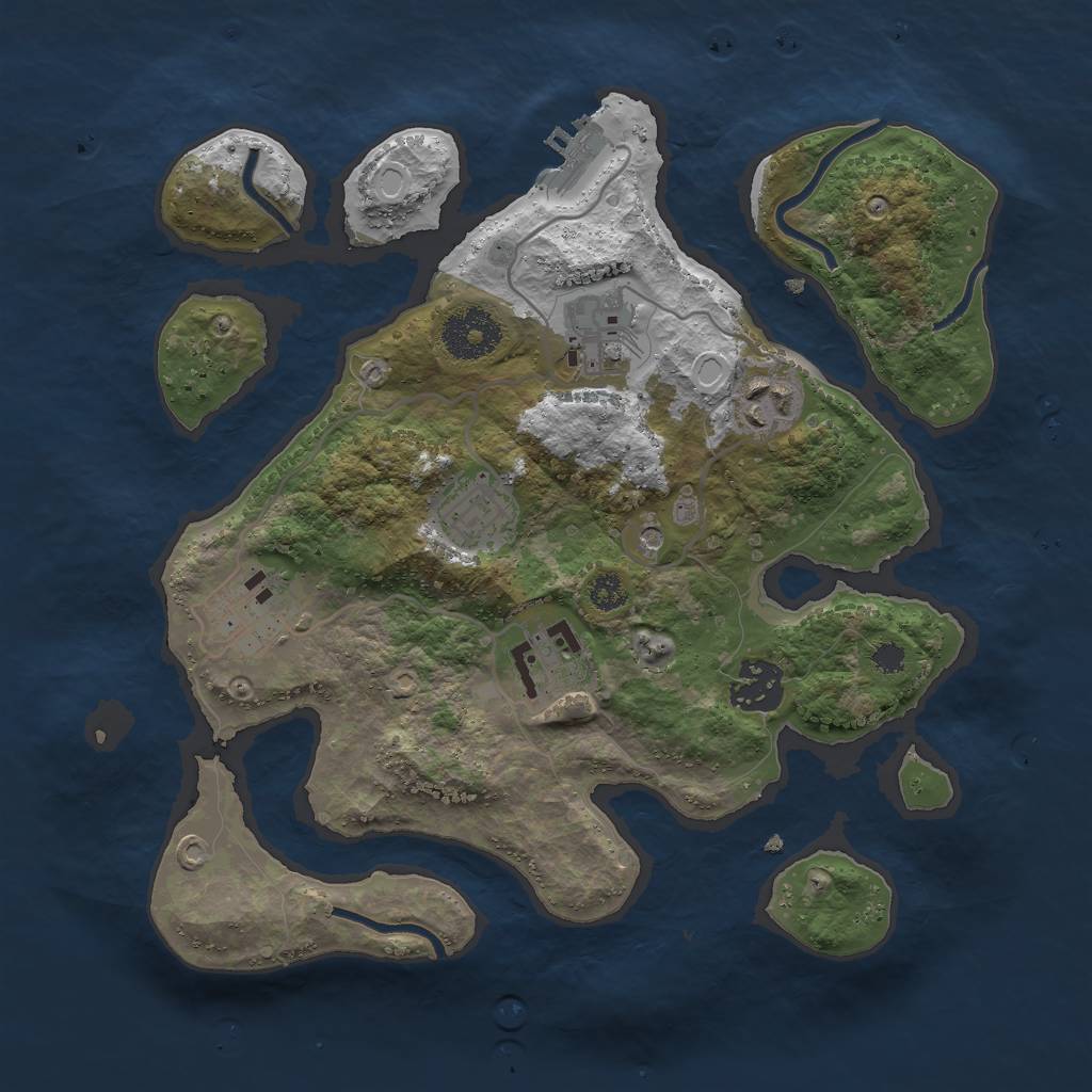 Rust Map: Procedural Map, Size: 3000, Seed: 321731887, 16 Monuments