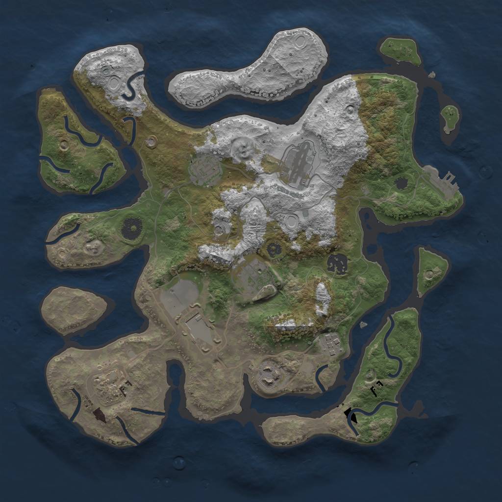 Rust Map: Procedural Map, Size: 3500, Seed: 2921, 18 Monuments