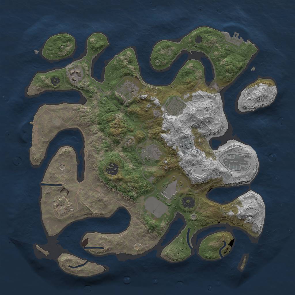 Rust Map: Procedural Map, Size: 3500, Seed: 334378637, 20 Monuments