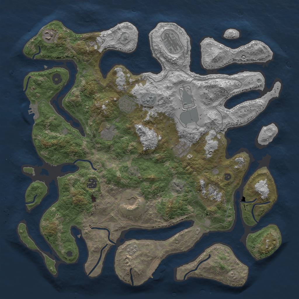 Rust Map: Procedural Map, Size: 4300, Seed: 1445831137, 21 Monuments