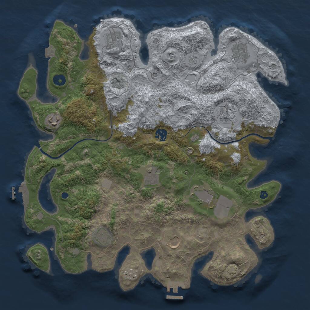 Rust Map: Procedural Map, Size: 3800, Seed: 928890876, 16 Monuments