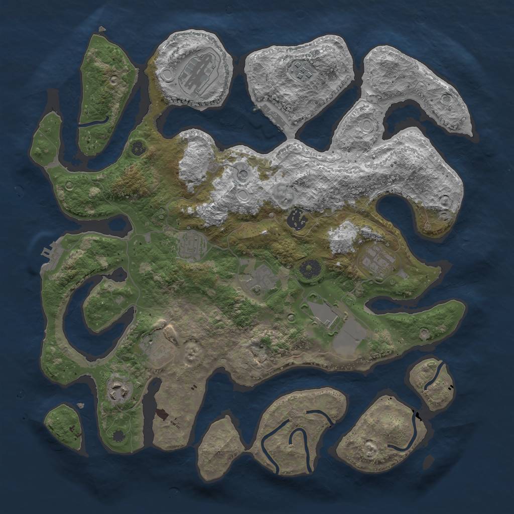 Rust Map: Procedural Map, Size: 3800, Seed: 928890876, 20 Monuments