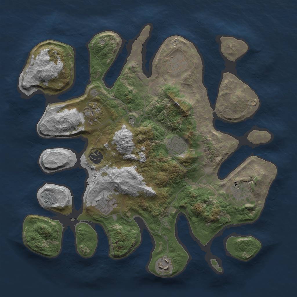 Rust Map: Barren, Size: 3400, Seed: 658456, 11 Monuments