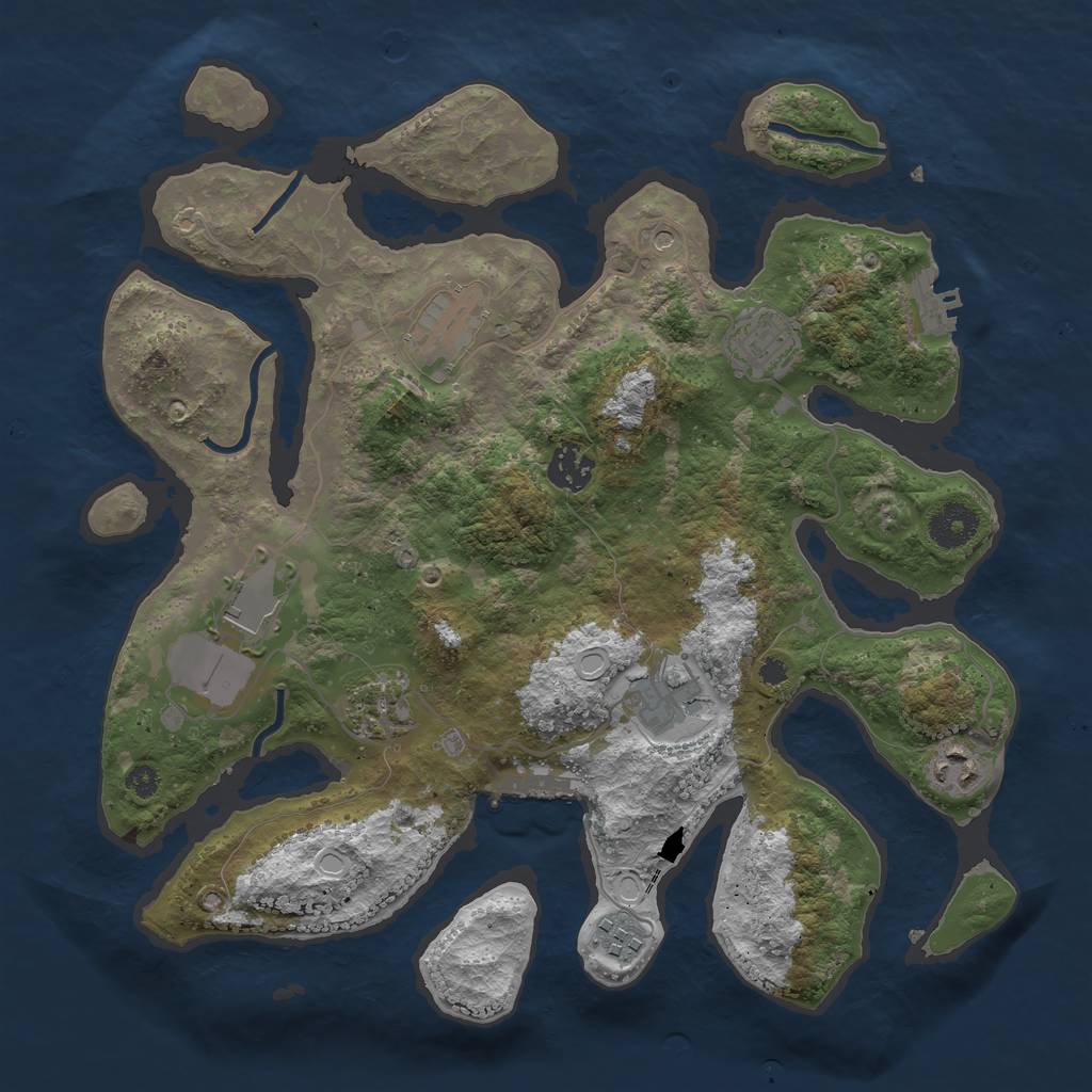 Rust Map: Procedural Map, Size: 3500, Seed: 11311444, 19 Monuments