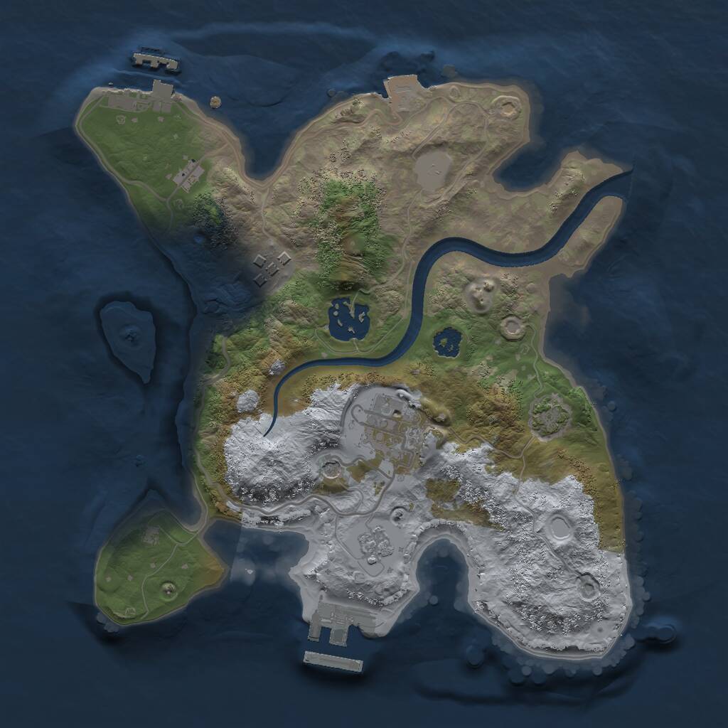 Rust Map: Procedural Map, Size: 2500, Seed: 29764255, 9 Monuments