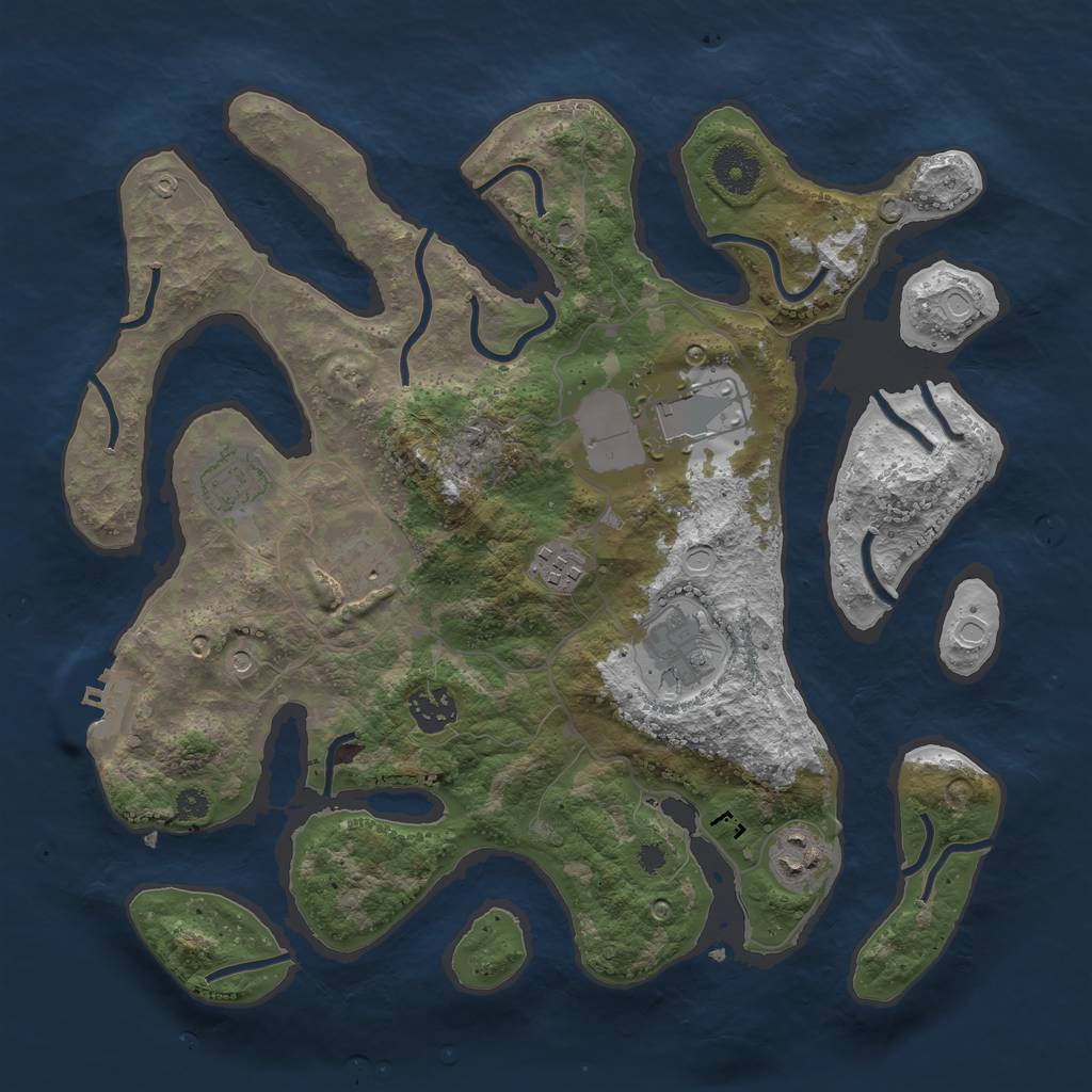 Rust Map: Procedural Map, Size: 3500, Seed: 60821, 17 Monuments