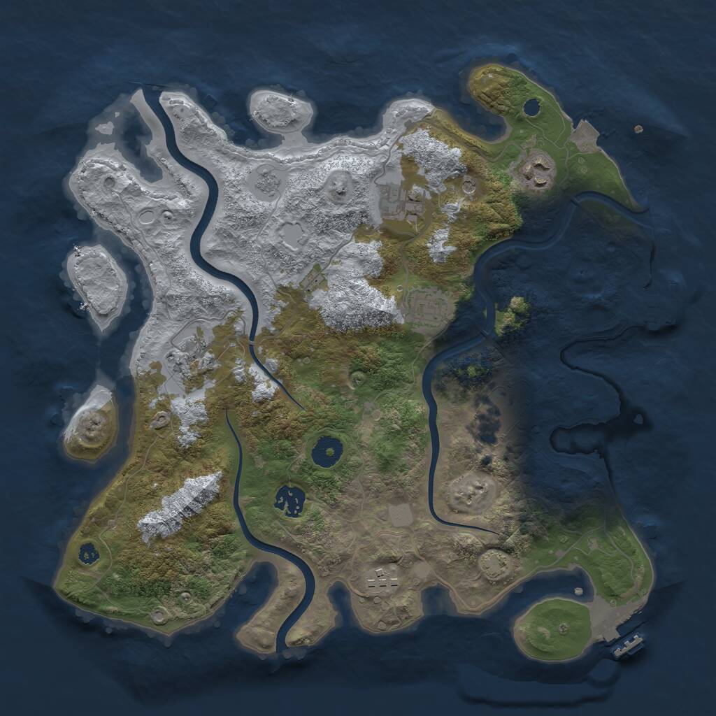 Rust Map: Procedural Map, Size: 3500, Seed: 596382153, 13 Monuments