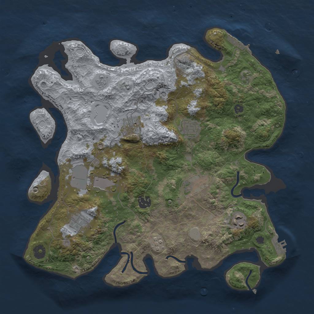 Rust Map: Procedural Map, Size: 3500, Seed: 596382153, 15 Monuments