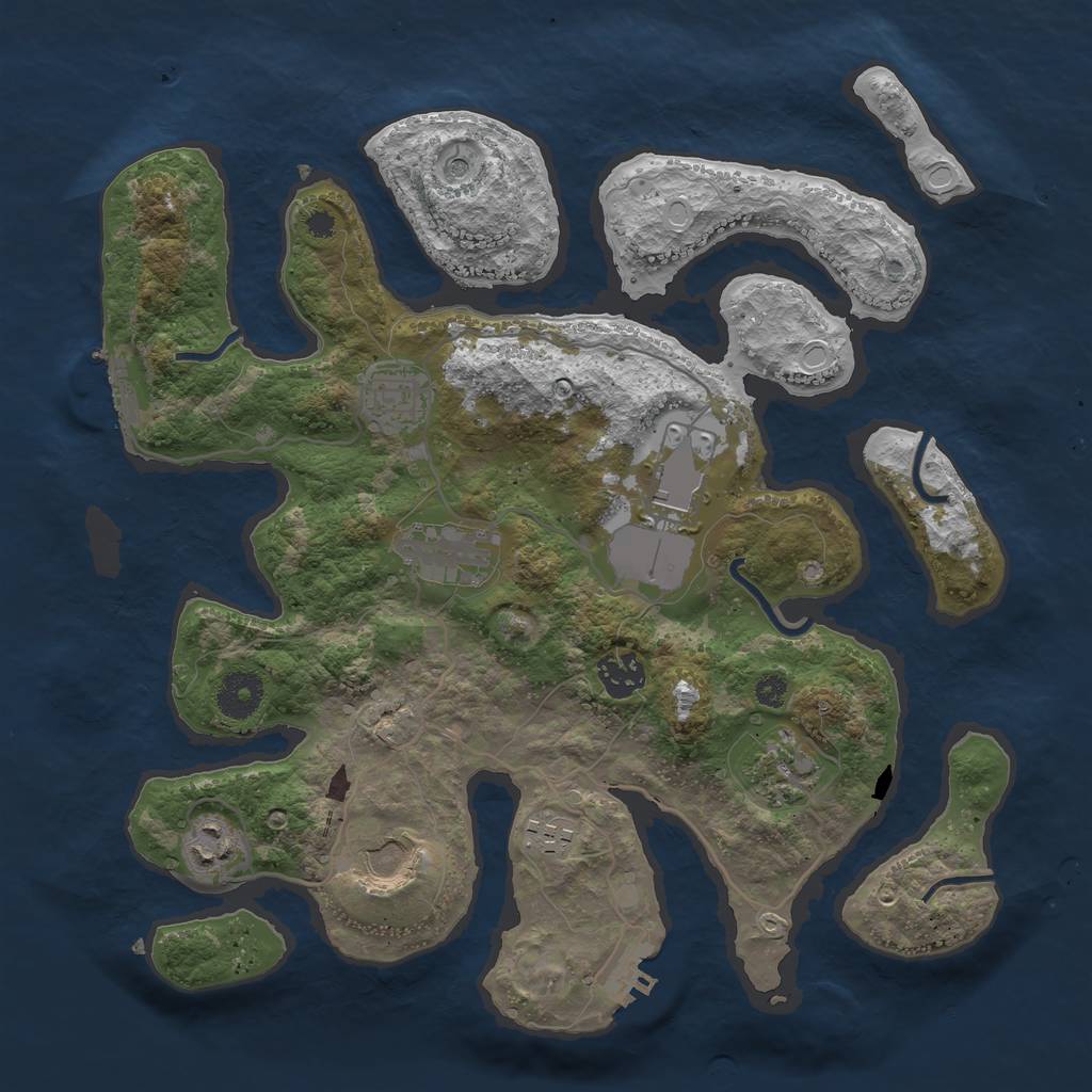 Rust Map: Procedural Map, Size: 3500, Seed: 453634, 19 Monuments