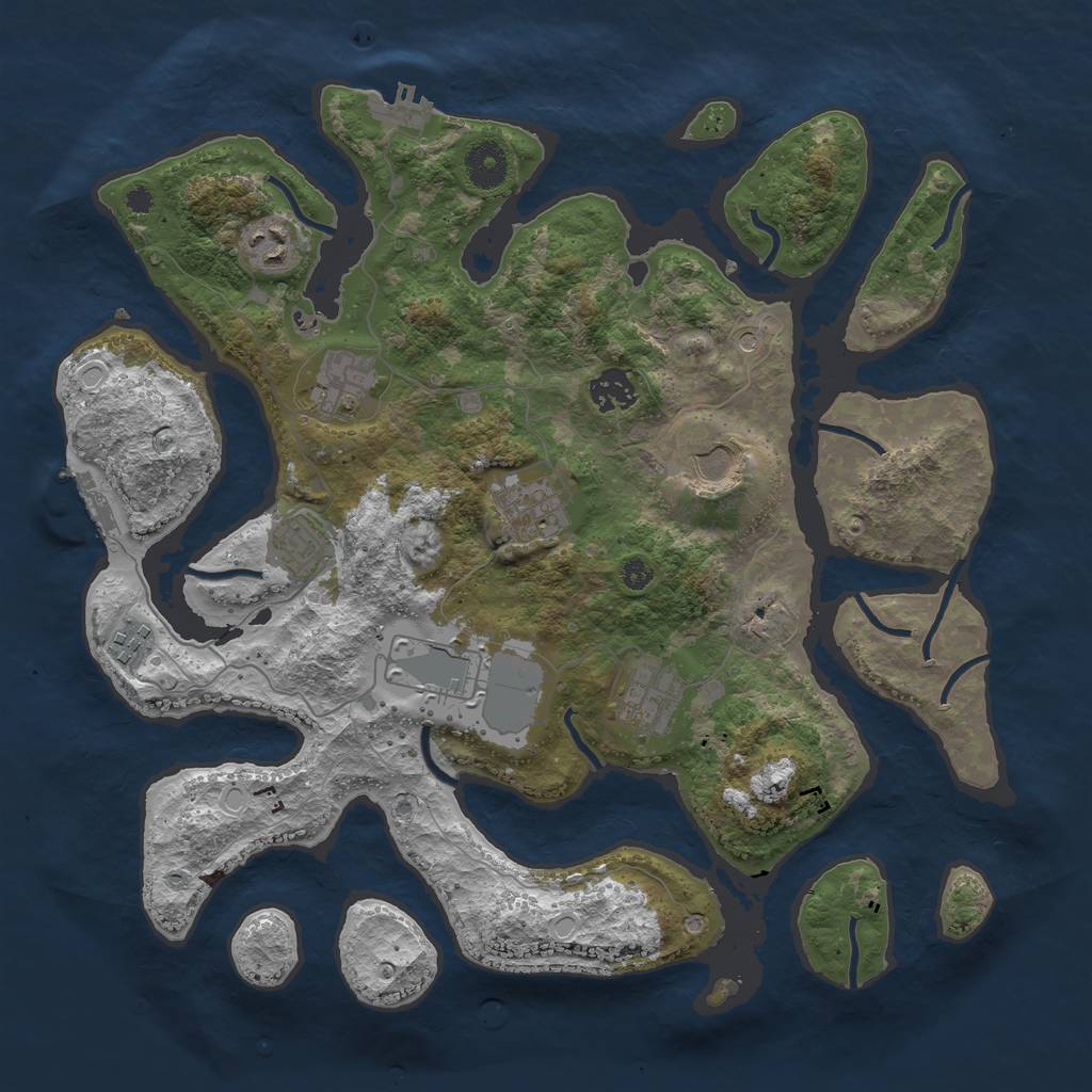 Rust Map: Procedural Map, Size: 3700, Seed: 499792210, 20 Monuments