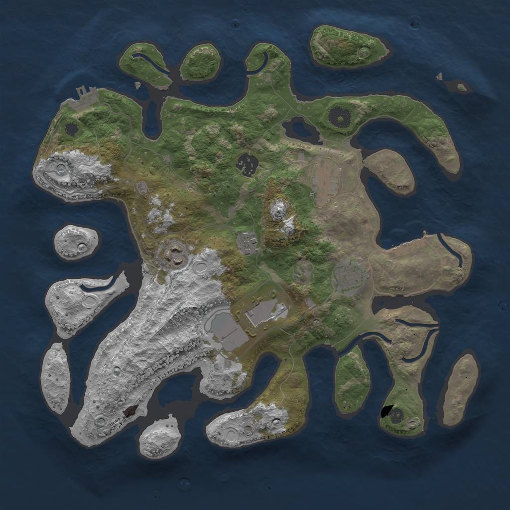 Rust Map: Procedural Map, Size: 3500, Seed: 2145687, 17 Monuments