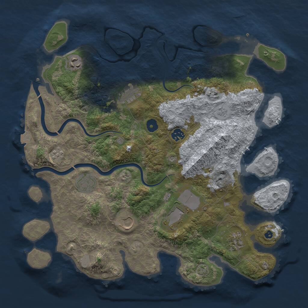Rust Map: Procedural Map, Size: 3800, Seed: 20721, 12 Monuments