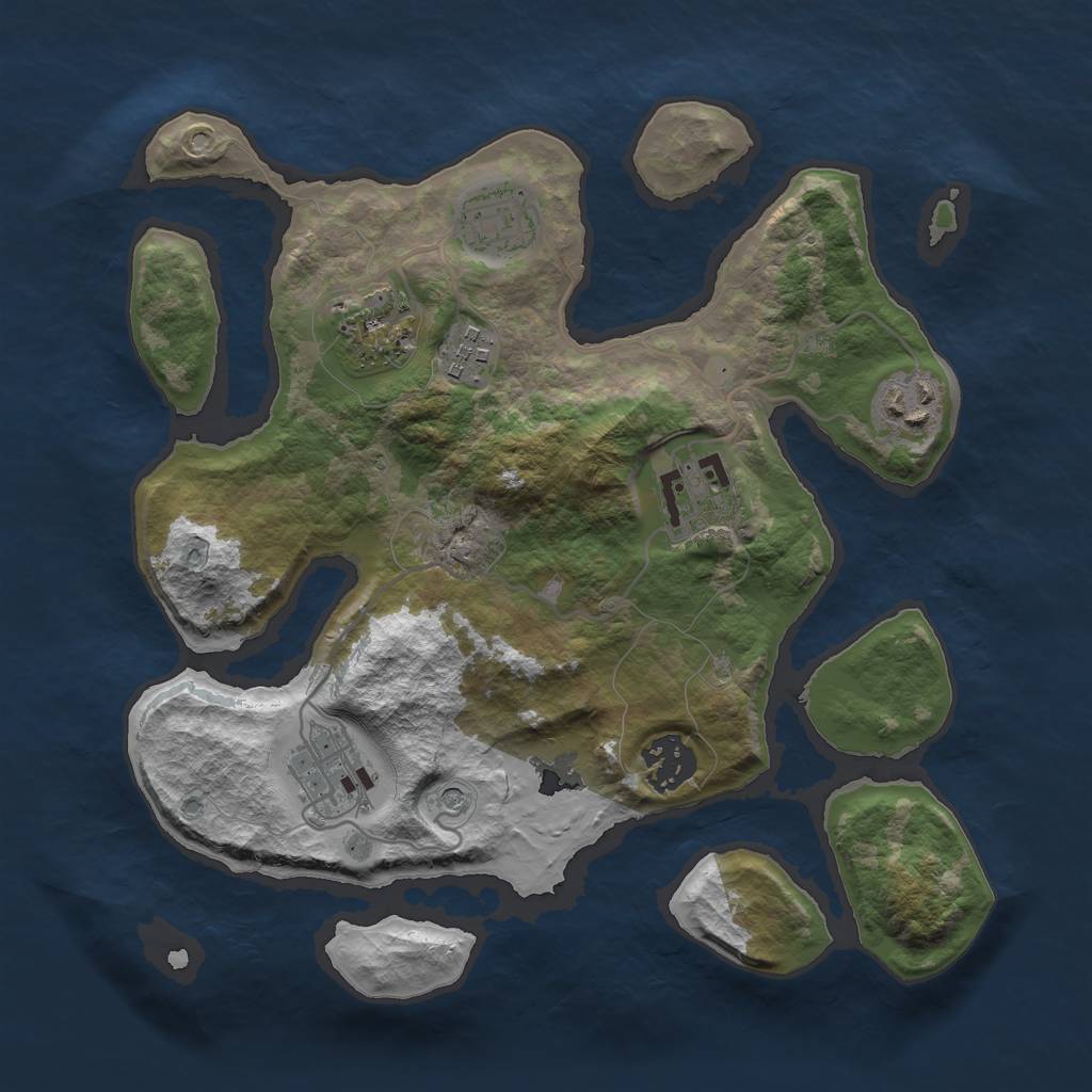 Rust Map: Barren, Size: 3000, Seed: 500, 10 Monuments