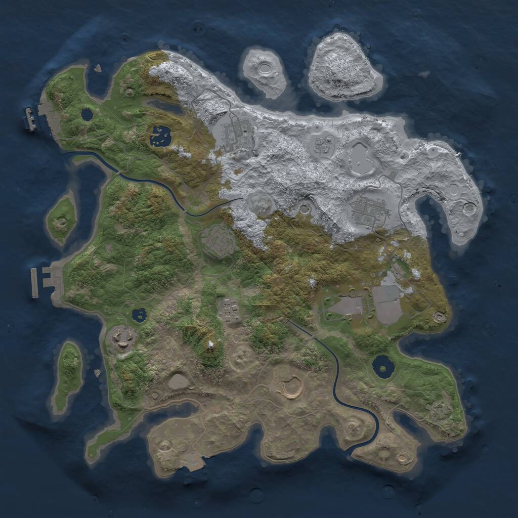 Rust Map: Procedural Map, Size: 3500, Seed: 42000, 14 Monuments