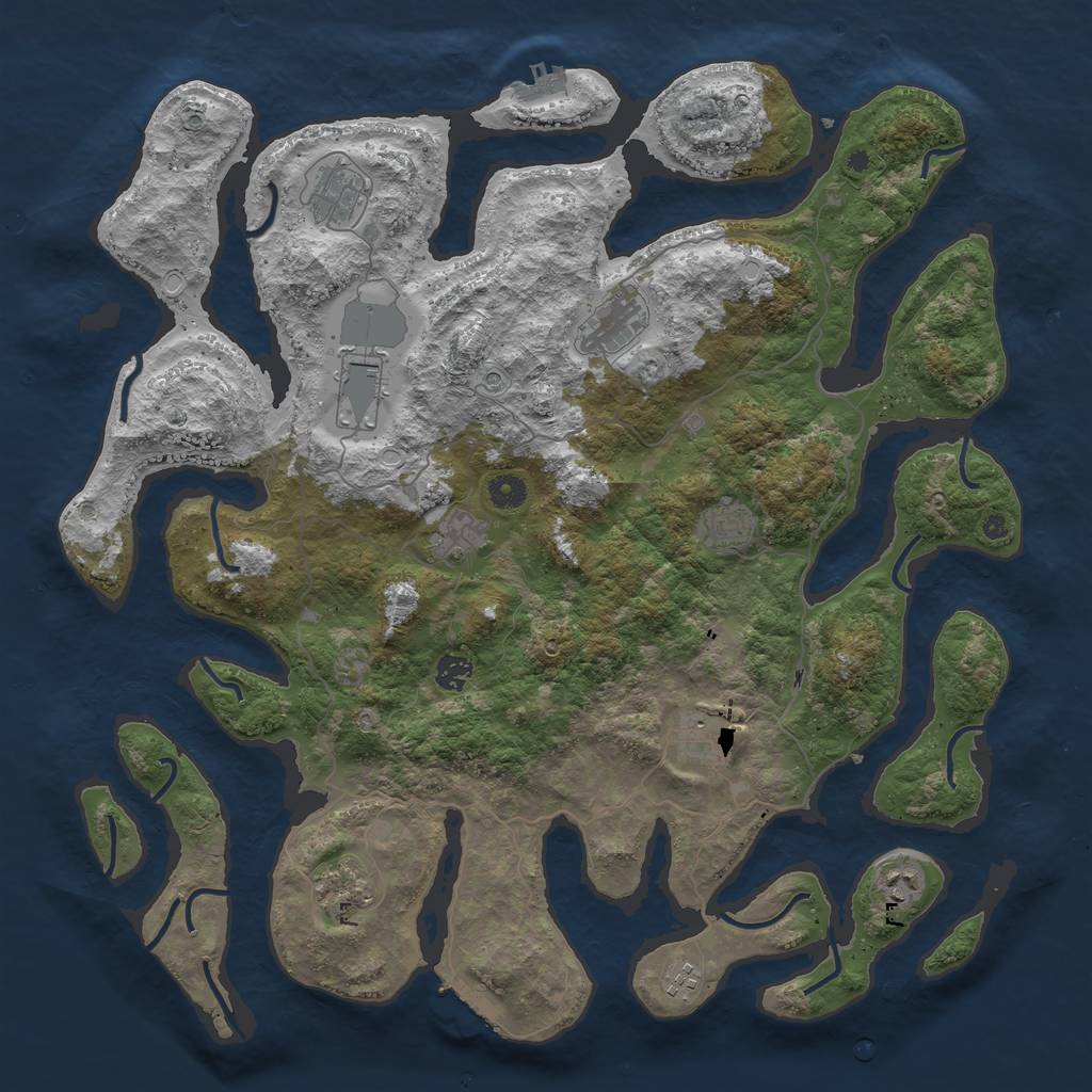 Rust Map: Procedural Map, Size: 4500, Seed: 1458692758, 21 Monuments