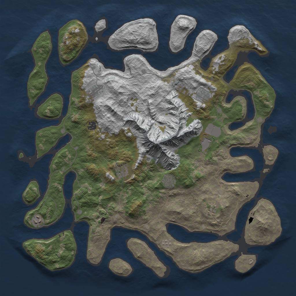 Rust Map: Barren, Size: 5000, Seed: 78097094, 12 Monuments