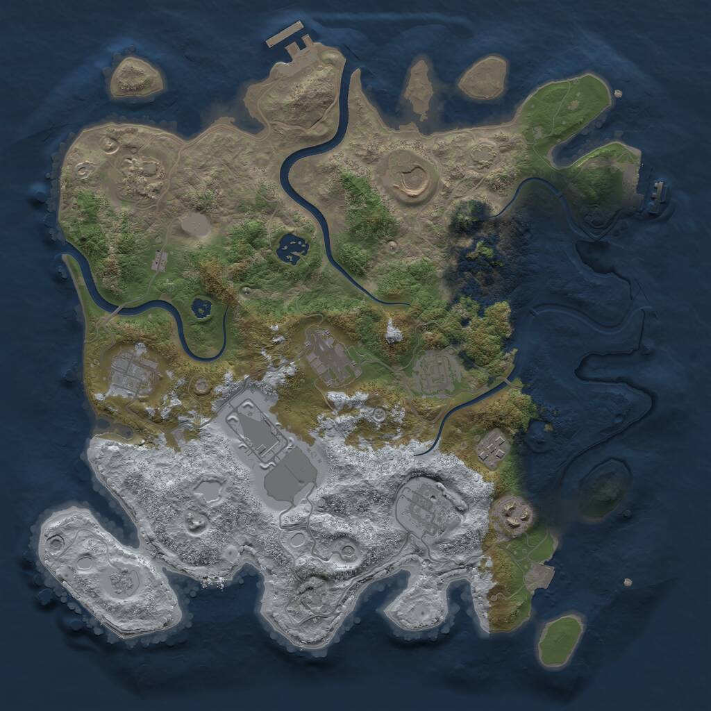 Rust Map: Procedural Map, Size: 3554, Seed: 13827, 16 Monuments