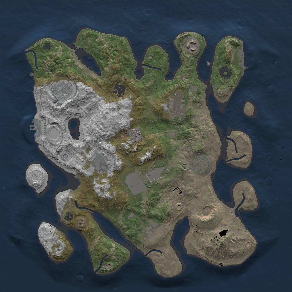 Rust Map: Procedural Map, Size: 3500, Seed: 3648295, 21 Monuments