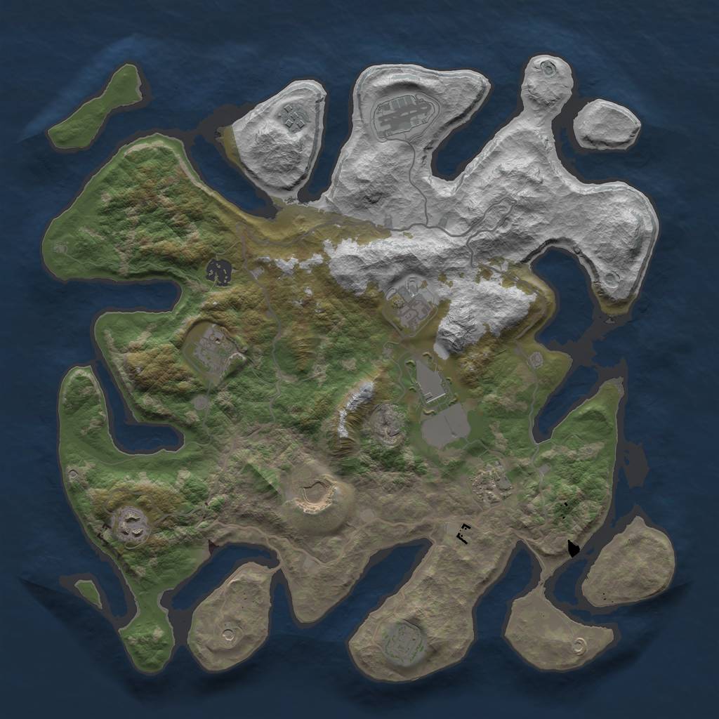 Rust Map: Barren, Size: 4000, Seed: 1020433279, 13 Monuments