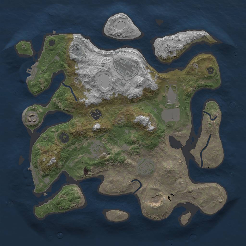 Rust Map: Procedural Map, Size: 3500, Seed: 694208, 18 Monuments