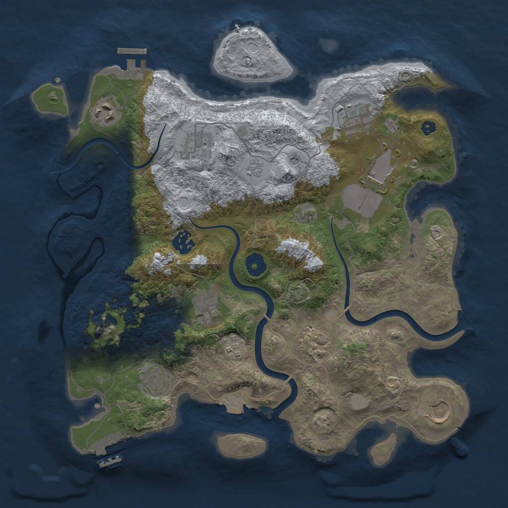 Rust Map: Procedural Map, Size: 3500, Seed: 694208, 16 Monuments