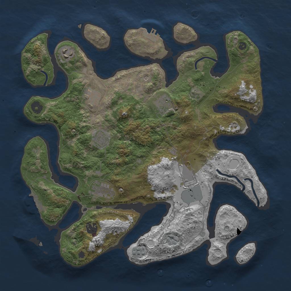 Rust Map: Procedural Map, Size: 3700, Seed: 594838712, 19 Monuments