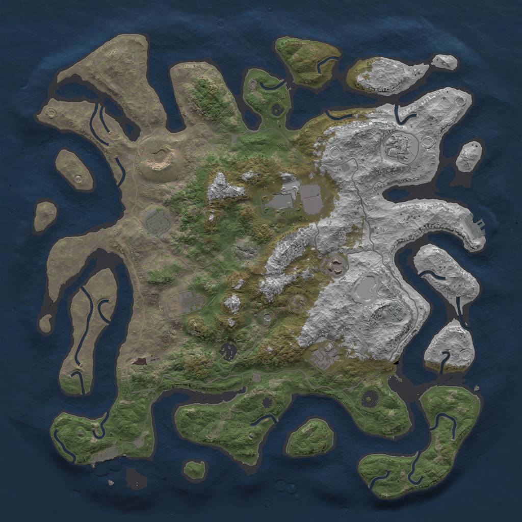 Rust Map: Procedural Map, Size: 4500, Seed: 1467843, 20 Monuments