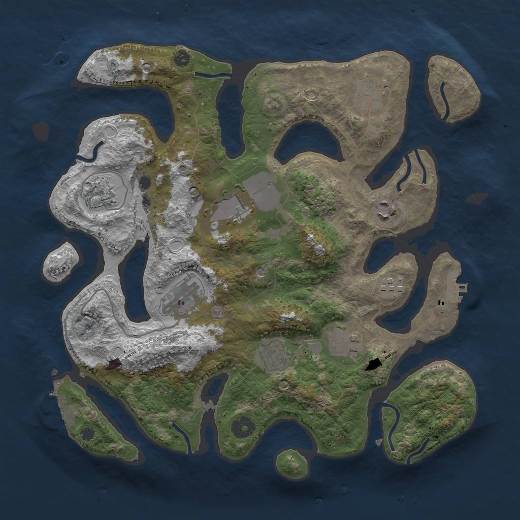 Rust Map: Procedural Map, Size: 3500, Seed: 472299301, 19 Monuments