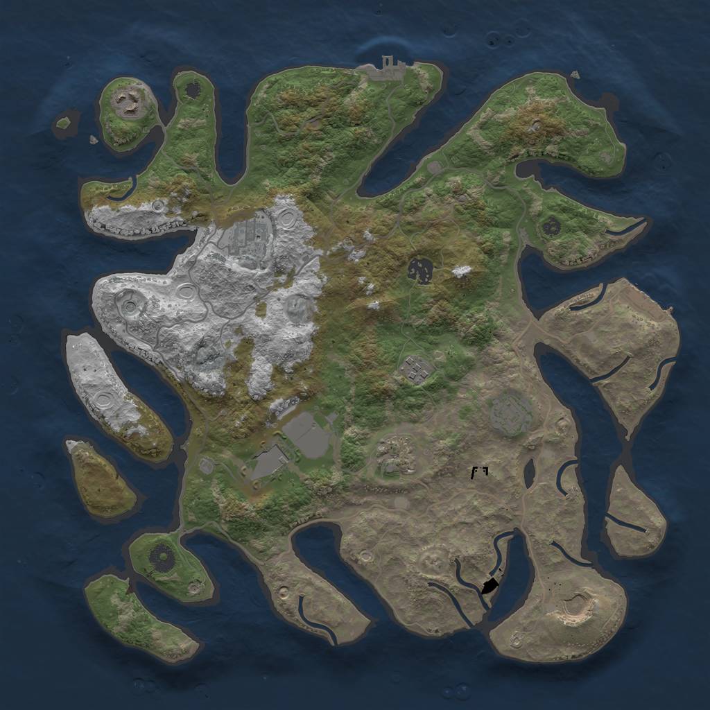 Rust Map: Procedural Map, Size: 4000, Seed: 441835, 19 Monuments