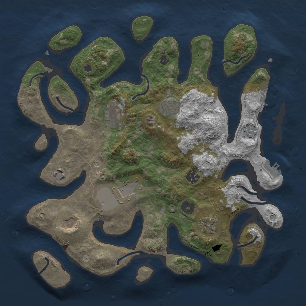 Rust Map: Procedural Map, Size: 3500, Seed: 1449816926, 19 Monuments