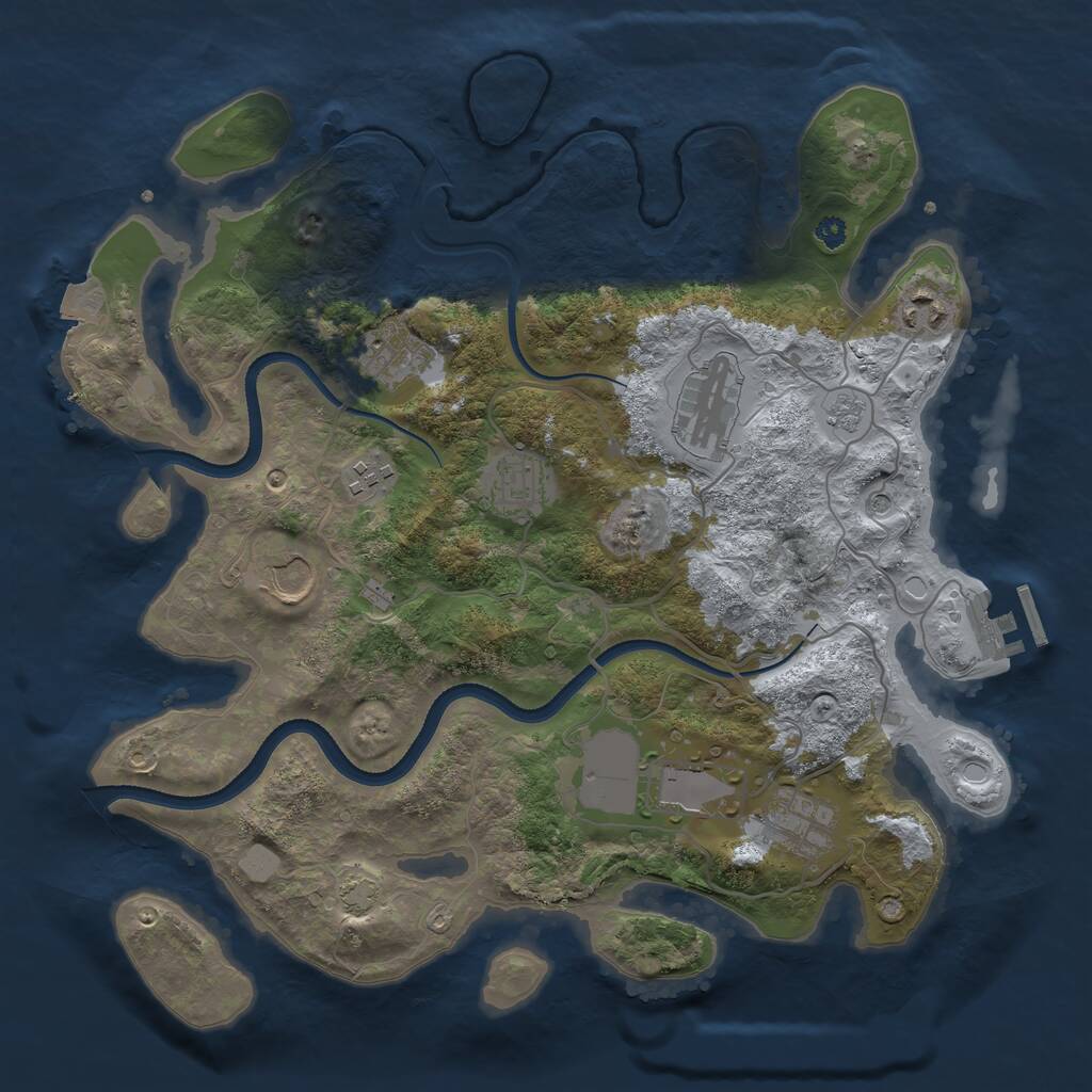 Rust Map: Procedural Map, Size: 3500, Seed: 1449816926, 13 Monuments