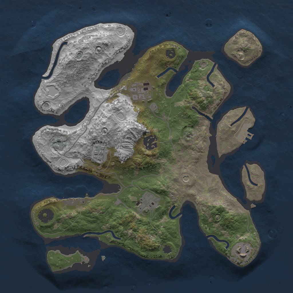 Rust Map: Procedural Map, Size: 3000, Seed: 1702194280, 16 Monuments