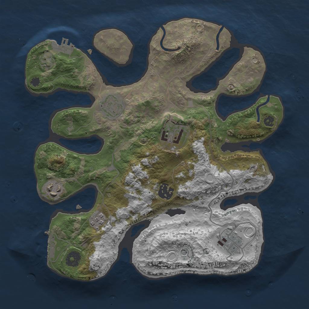 Rust Map: Procedural Map, Size: 3000, Seed: 1430560843, 17 Monuments