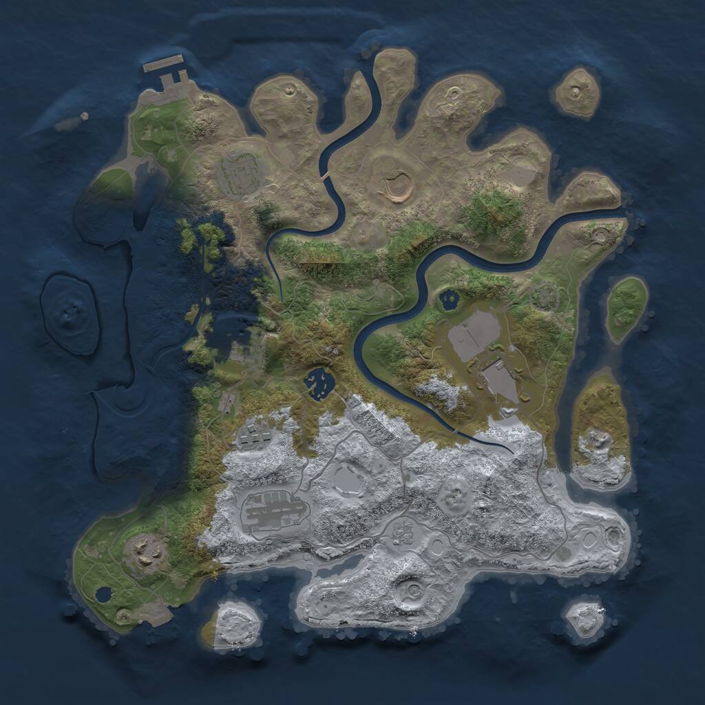 Rust Map: Procedural Map, Size: 3500, Seed: 1032613372, 13 Monuments