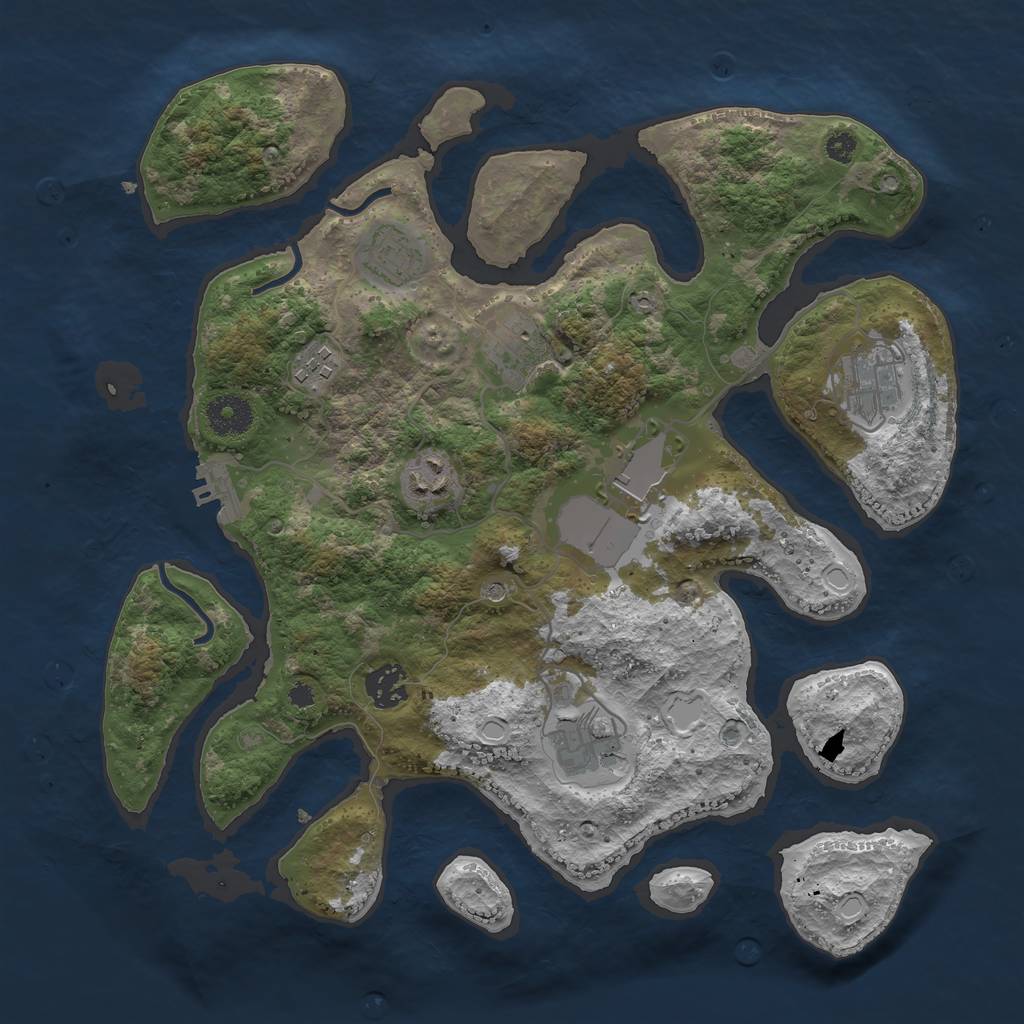 Rust Map: Procedural Map, Size: 3500, Seed: 497847299, 18 Monuments