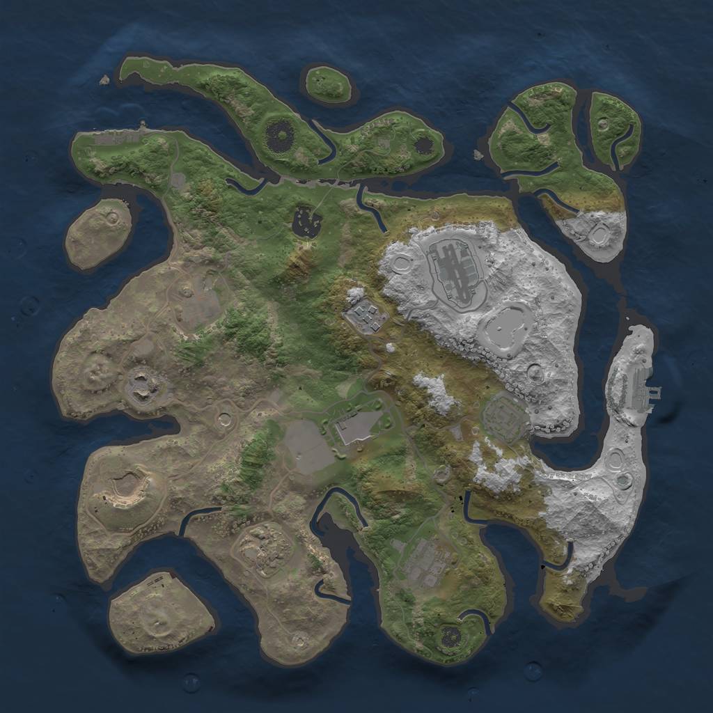 Rust Map: Procedural Map, Size: 3500, Seed: 990396763, 21 Monuments