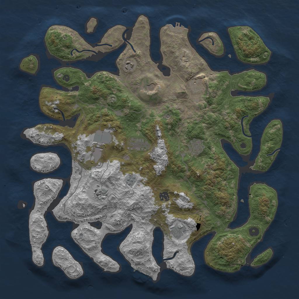 Rust Map: Procedural Map, Size: 4500, Seed: 2115846439, 21 Monuments