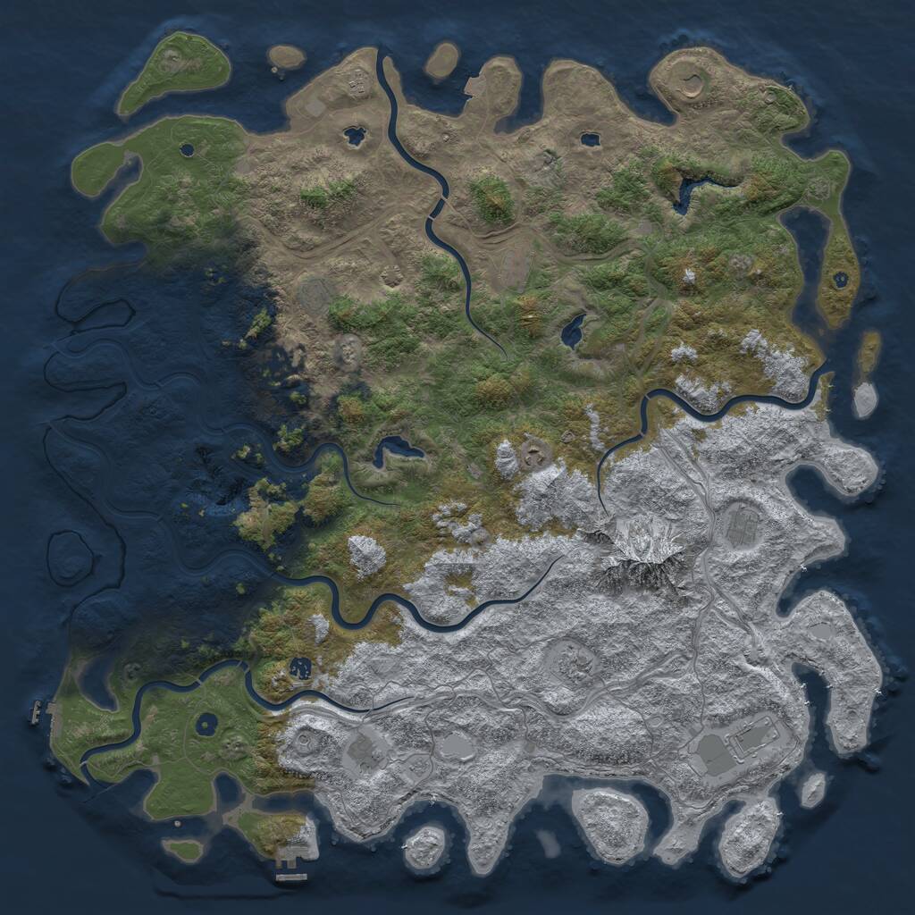 Rust Map: Procedural Map, Size: 6000, Seed: 645645, 17 Monuments