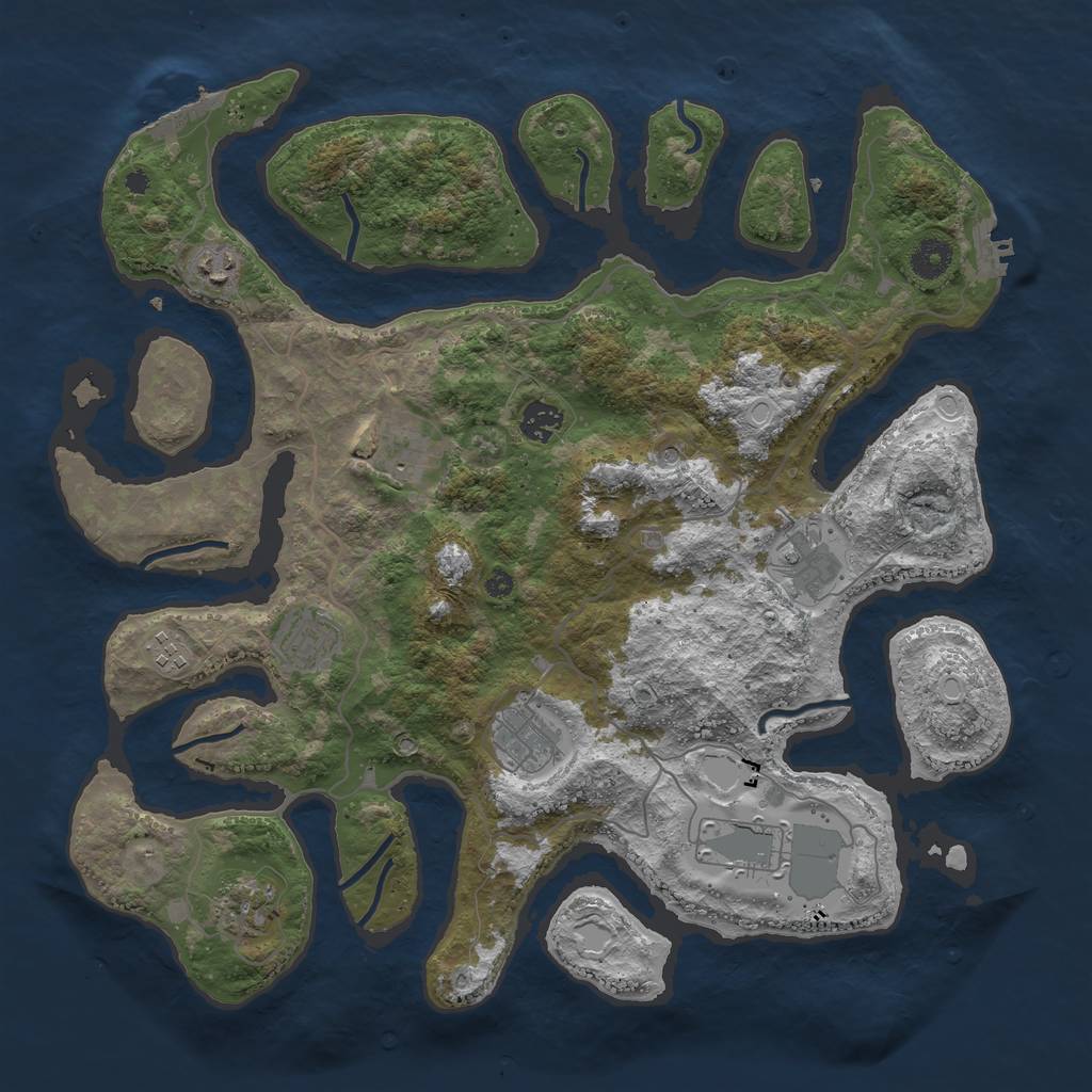 Rust Map: Procedural Map, Size: 4000, Seed: 836429899, 20 Monuments