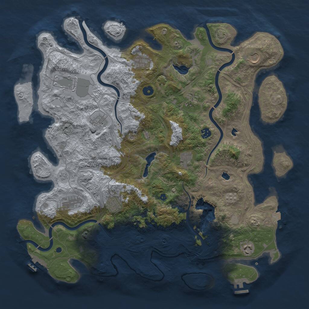 Rust Map: Procedural Map, Size: 4500, Seed: 6144, 17 Monuments