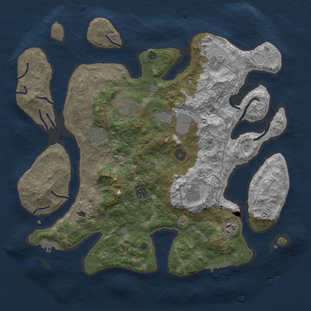 Rust Map: Procedural Map, Size: 4000, Seed: 128498291, 19 Monuments