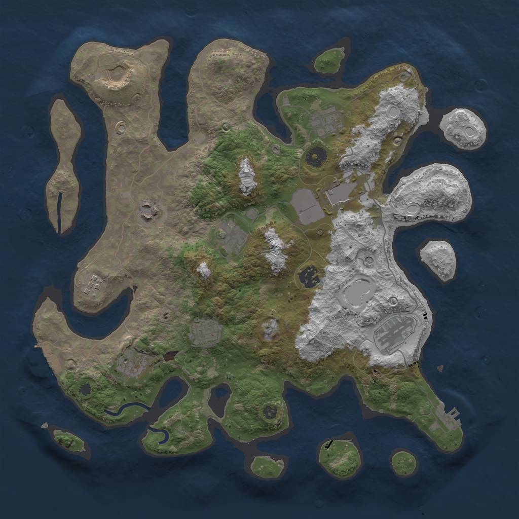 Rust Map: Procedural Map, Size: 3800, Seed: 23522, 21 Monuments