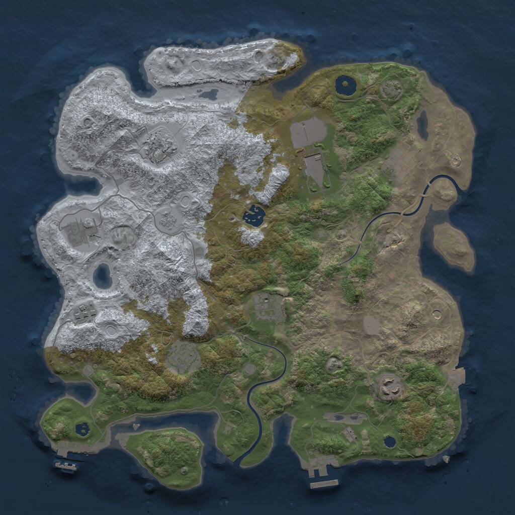 Rust Map: Procedural Map, Size: 3700, Seed: 927707258, 15 Monuments