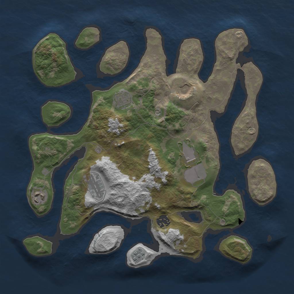 Rust Map: Barren, Size: 3500, Seed: 1142263322, 10 Monuments