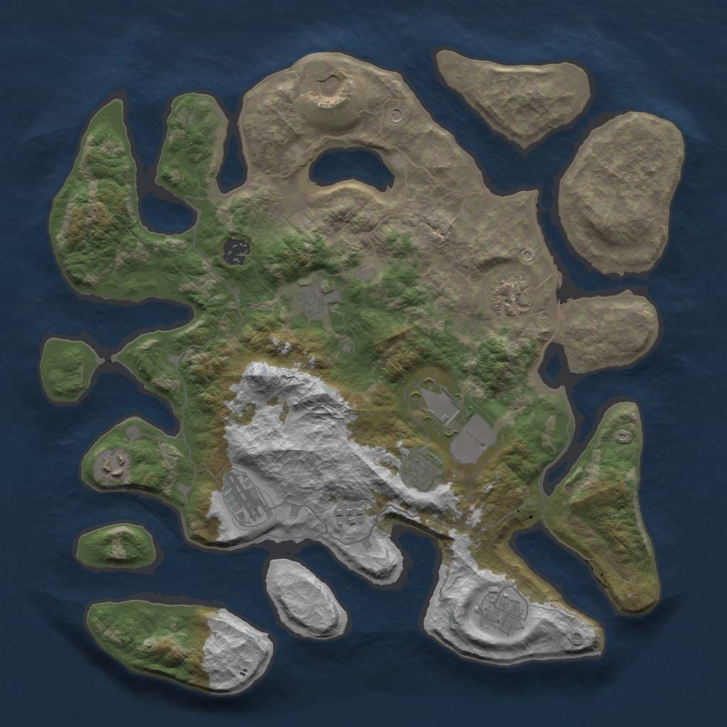Rust Map: Barren, Size: 4000, Seed: 949561541, 13 Monuments