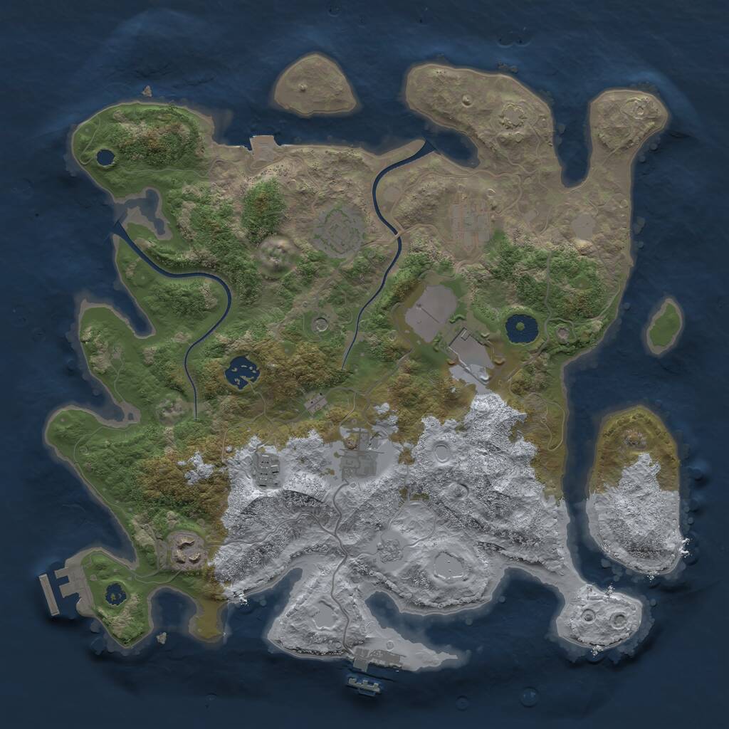 Rust Map: Procedural Map, Size: 3500, Seed: 22937785, 13 Monuments