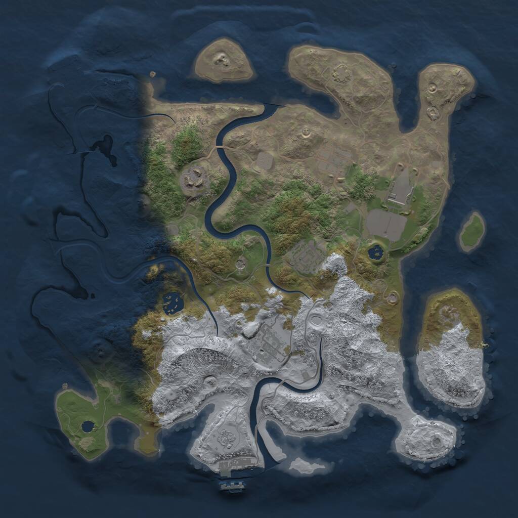 Rust Map: Procedural Map, Size: 3500, Seed: 22937785, 12 Monuments