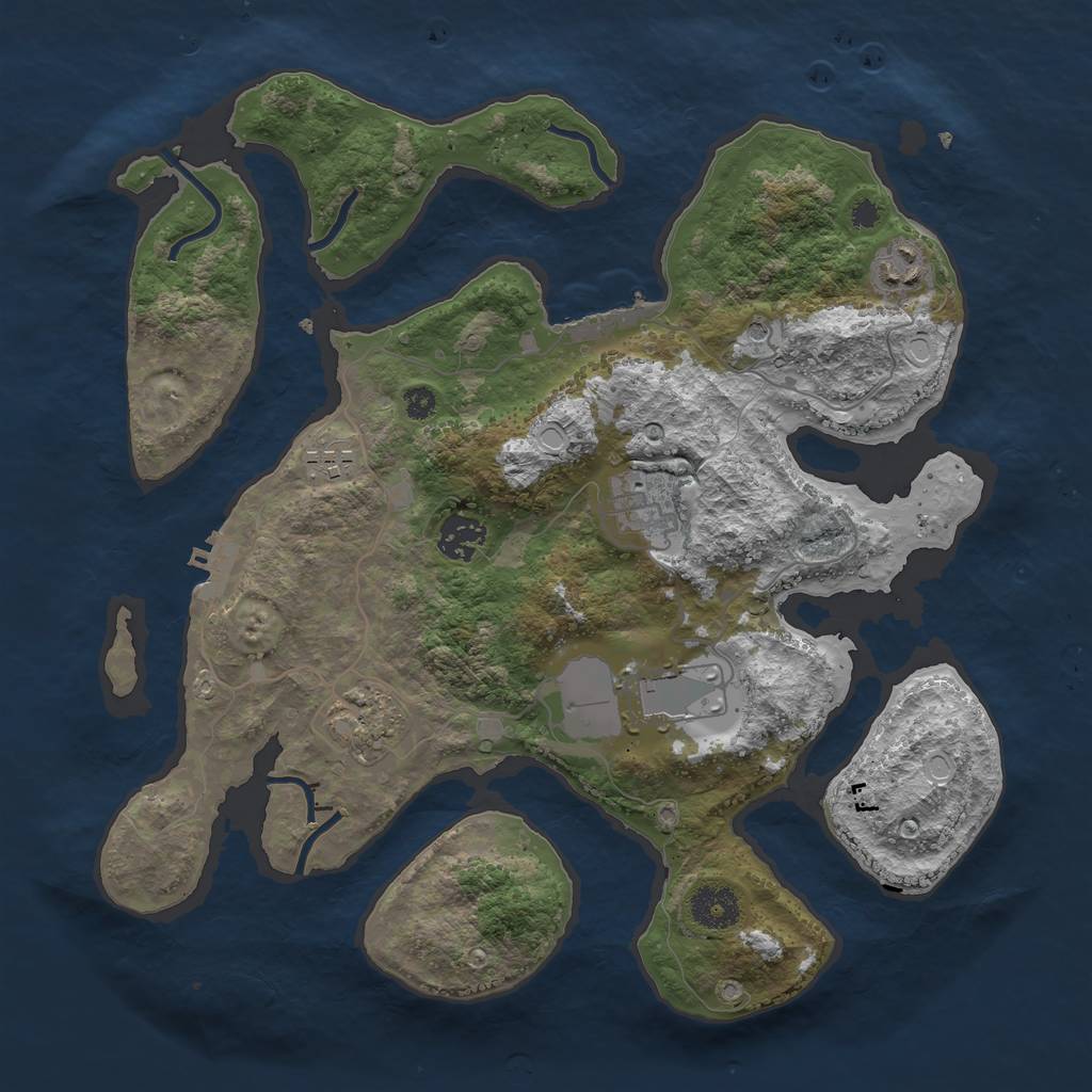 Rust Map: Procedural Map, Size: 3500, Seed: 1039094, 17 Monuments