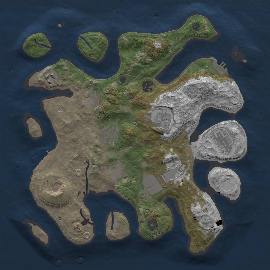 Rust Map: Procedural Map, Size: 3500, Seed: 1735339269, 21 Monuments